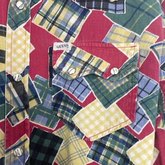 Guess George's Marciano Vintage Women's Flannel Western Multi Shirt Size Medium - Picture 2 of 7